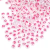 100 pcs/lot bricolage perle en vrac pour bijoux Bracelets collier faisant des accessoires artisanat acrylique rond couleur rose lettre perles