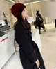 Winter Real Fur Rose Hat Women Mink Beanie Cap Thicken Warm Earmuffs Wine Brown