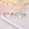 Pierścionki ślubne Klasyczna biała perła Pierścionek zaręczynowy wypełniony CZ CZ Regulowany dla kobiet kobiecy biżuteria Prezent