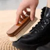 Square Wool Solid Beech Wood Shoe Brush Soft Hair Don't Hurt Leather Dedicated for Cleaning Leather Bags Shoes Brushes