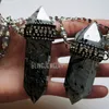 Chaînes Massive Double Tourmalinated Quartz Crystal Point Collier Géant Big Tourmaline Rutilated Obélisque Pendule GothChains