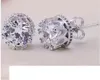 Brincho de cravo de casamento da coroa 925 Sterling Silver CZ Diamantes simulados noivado