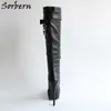 Sorbern BDSM Блокируемые застежки застежки на молнии высокие сапоги для женщин Boots Boots пряжки ремень обувь дамы высокие каблуки новые пользовательские ширины