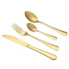 Wed dinnerware guld rostfritt bestick Bestick sked kniv gaffel diskmaskin säker