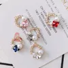 Pendant Necklaces Doreen Box 2PCs Zinc Based Alloy & Acrylic Insect Charms Circle Ring White Butterfly Imitation Pearl Clear Rhinestone