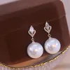 Dangle lustre élégant grande perle simulée boucle d'oreille pour les femmes à la mode cristal boucles d'oreilles femme bijoux de fête de mariage OorbellenDangle