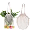 Storage Bags Cotton Mesh Shopping Bag Reusable String Fruit Handbag Totes Women Net Shop Grocery Tote FoldableStorage