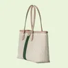 TOP..Ophidia Medium Tote 631685 여성 디자이너 비즈니스 숄더 백 그린 및 레드 웨빙 캔버스 가죽 럭셔리 Deisgners 더블 핸들 백 빈티지