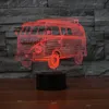 Lâmpadas de mesa Autocarro criativo Lâmpada 3D Colorido Touch Presente Quarto Lighting Remoto USB e Bateria Mesa de Fonte de Alimentação