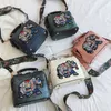 Vintage Embroidery Elephant Bag Bags Wide Butterfly Strap PU Leather Women Shoulder Crossbody Bag Tote Women's Handbags Purses 220413