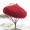 2020 Women Autumn Winter Wool Beret Cap Vintage Net Veil Pattern Female Painter Outdoor Elegant Hats Hood Hat J220722