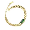 Titanium staal Europese armbanden voor vrouwelijke man en Amerikaanse modestijl Niche Design Popular Emerald Temperament Bracelet Vrouwelijke persoonlijkheid Sieraden Handbeganch