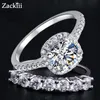 Anel Zackiii 1CT 2CT 3CT Diamante brilhante Halo Anéis de noivado para mulheres 028CT Conjuntos de noiva meio empilháveis 2208134562503