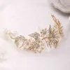 Luxe Cristal Feuilles Fleur Coiffes Accessoires De Cheveux De Mariée De Mariage Strass Diadème Bandeau Femmes Couronnes Coiffe Bijoux AA220323