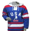 WSKT USA Hockey Miracle On Ice 1980 Jersey Hoodies Royal tröja Stitched Men Anpassad valfritt namn bra