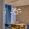 Lâmpadas pendentes Modern Seagull Shape Restaurant Led Lamp Room Ferle Quarto Hanglamp 220V Controle remoto Nórdico Hall Hall LuminairaPenda