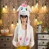 Cute Bunny Ears Moving Hat Animal Rabbit Soft Jumping Up Cap Funny Toy Girls Cartoon Kawaii Plush Hat Airbag Toys Christmas Gift for Adult Kids Souvenir