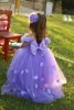 Abito da ragazza di fiori lilla lavanda Primo compleanno per bambini Prima Comunione Little Bride Gown Bow