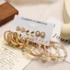 Hoop & Huggie Vintage Pearl Earrings Set For Women Geometirc Gold Metal Dangle Drop Brincos 2022 Trend Jewelry GiftHoop