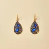 Dangle Chandelier Vintage Bohemian Water Drop Shape Earrings For Women Personality Alloy Blue Crystal Female JewelryDangle4201057