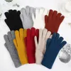 Fünf Finger Handschuhe 2022 Winter Warme Gestrickte Volle Finger Touchscreen Handschuhe Woolen Weibliche Dicke Frauen Radfahren Fahren