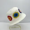 Women Hollow Flower Knitted Fisherman Hat Handmade Crochet Color Matching Basin Hat Spring And Summer Sunscreen Sun Caps HCS189