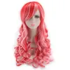 Similler Long Curly Synthetic Wigs for Women Heat Resistance Hair Multicolor Rainbow Cosplay Wig Red Pink Green Mixed Color 220622