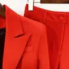 Pantalon deux pièces pour femmes QUALITY Fashion 2022 Designer Blazer Suit Set Women's Single Button Red Flare SuitWomen's