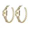 Fashion designer earrings Luxury large gold silver circle hoop stud earring holderdouble letter jewelry women 925 silver needle diamond earwear girls love gifts