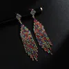 Dangle & Chandelier Wholesale 6 Pairs/Lot Bulk Multicolor Rhinestone Long Tassel Earrings Women Luxury Party Club Bridal Big Drop EarringsDa