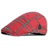 Berets Classic Plaid Flat Hat Men Peak Beret Cap Herringband Sboy Unisex Duckbill Hats For Women Visor verstelbare dropberets
