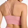 L-004 Double Cross Thin Straps Shockproof Sports Bras Yoga Vest Soft Tank Tops Gather Breathable Widened Hem Women Underwear With Removable Cups