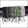 Bracelets à brins de perles bijoux 4Mm pierre d'agate naturelle tressée Bracelet de perles pour femmes Mini perles énergie Psera mode méditation Yoga