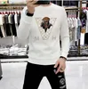 Heren Hoodies Sweatshirts Europese versie van de High Street Tide Brand Men's Sweater Long-mouwen Laser Hot Drill Domineering Tiger Head Round Neck Sweatshirt Top
