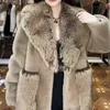 High-End Fur Long Sleeve Women Toka Double Face Wool Warm Mid-Length Coats 2022 New Winter Fashion Casual Elegant Fur Jacket T220716