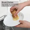 Bamboo Dish Scrub Brush Kitchen Wooden Cleaning Tools Scrubbers for Washing Cast Iron Pan Pot Natural Sisal Bristles Brushes