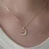 HI MAN 925 Sterling Silber Pavé Zirkon Stern Mond Anhänger Halskette Frauen 14K vergoldet Süße Romantische Party Geschenk Schmuck