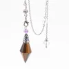 Pendanthalsband 12 Facet Healing Crystal Stone Amethyst Pendulum för Reiki Wicca Dowsing Balancing Spiritual Gemstone Point Pendulums