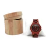 Obserwuj skrzynki Eleganckie bambusowe pudełko na prezent biżuterii cylindryczne miejsce do przechowywania z poduszką L21EWatch Hele22