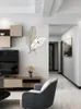 벽시계 가벼운 고급 디지털 시계 홈 장식 3D 깃털 스티커 현대 디자인 Lliving Room Decorationwall