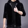 Мужские куртки черные роскошные плюшевые пушистые мужские норка капюшона большого размера меховые пальто для зимней искусственной куртки 2022 Теплая одежда Huabandmen