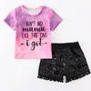 Girlymax Summer Baby Girls Children Clothes Tie Dye Lavender Black Coral Sequins Shorts Set Outfits Ruffles Boutique 220418