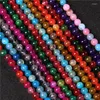 Andere 6/8/10mm bunte Feuerdrachenadern Achate Perlen Naturstein rund lose für DIY Schmuckherstellung Armband Halskette 15,5" Rita22