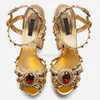Sandały Złota Kryształowa Perła Dekoracyjna Platforma Obcasy Chunky Heel Kobiety Lato Luksusowe Kolorowe