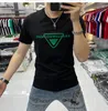 Summer Mercerized Cotton Men's T-Shirts 2022 New Triangle Pattern Letter Embroidery Brand Logo Design Short Sleeve Slim O-neck Tees Green Black White Large Size M-6XL