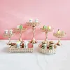 Other Bakeware 3pcs-11pcs /lot Square Crystal Gold European-Style Wedding Props Three-Layer Snack Stand Metal Cake