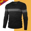 Automne chandails hommes pull de haute qualité coton col rond mince pull hauts hommes tricots homme rayé Jersey grande taille L220730