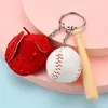 Keychains Kichain criativo Mini Sport Baseball Baseball Durável Anel Key Ring de três peças Luva pendente de madeira Bat ChainkeyChains