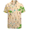 Летние мужские гавайские рубашки Кокосовое дерево 3D Печать повседневная пуговица на свободный пляж Праздник Алоха Рубашка с коротким рукавом европейский размер 220607