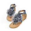Moda-Sandalet Üç Boyutlu Çiçek Tatil Ayakkabı Büyük Sandalet 40-43 Tek Yönlü Toka Klip Toe Düz Sandalet Kadınlar